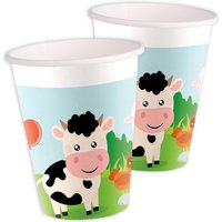 Partybecher Bauernhof im 8er Pack, 200ml, Farmtiere Tischdeko von Procos