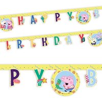 Peppa Pig Buchstabenkette, 2m lang, Happy Birthday von Procos