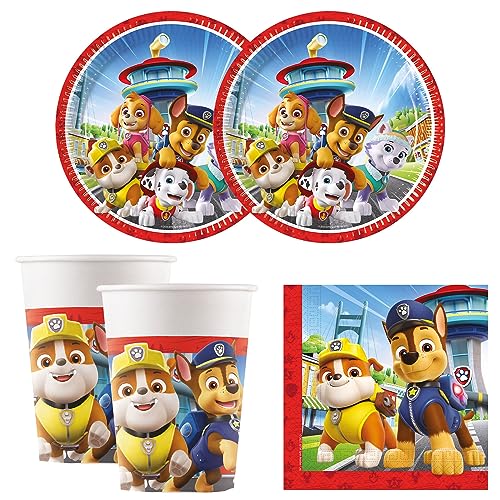 Procos 10215310DY - Party Set Paw Patrol, 52-teiliges Einweggeschirr für Kindergeburtstag und Mottoparty, Tischdeko, unbekannt von Procos