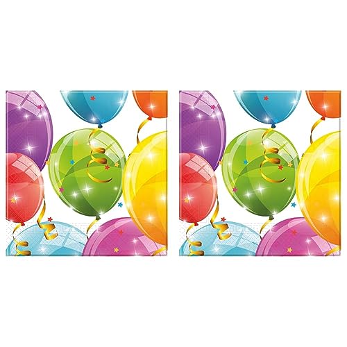 Procos 88150 - Servietten, Sparkling Balloons, 33x33cm, 20 Stück, Geburtstag, Mottoparty (Packung mit 2) von Procos