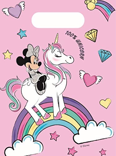 Procos 90332 - Partytüten Disney Minnie Mouse, 6 Stück, Größe 16,5 x 22,5 cm, mit Einhorn, Tüten, Taschen, Geschenke, Give-Away, Mickey, Unicorn, Party, Dekoration von Procos