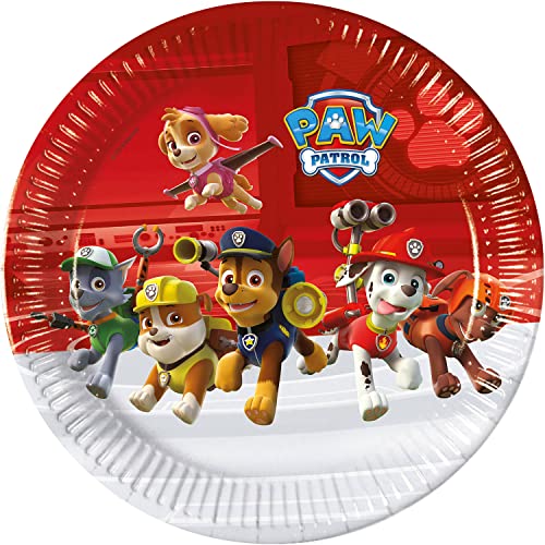 Procos 93435 - Party-Teller Paw Patrol Ready for Action, Größe 23 cm, 8 Stück, Einwegteller aus Papier, Kindergeburtstag, Party-Geschirr, FSC® Mix von Procos