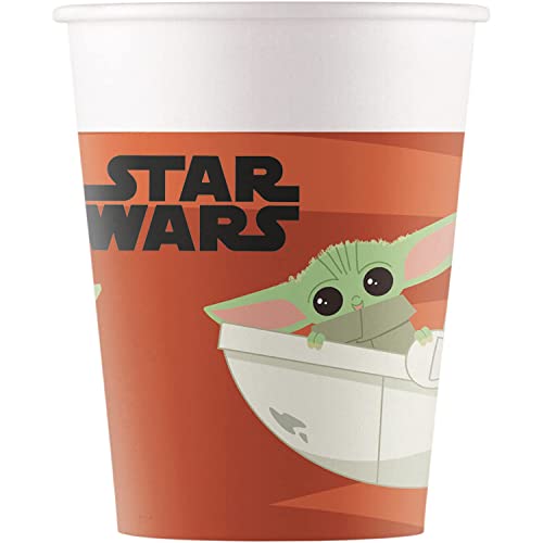 Procos 93481 - Party-Becher Star Wars Mandalorian, max. Füllmenge 200 ml, 8 Stück, Einwegbecher aus Papier, Kindergeburtstag, Party-Geschirr, FSC® Mix von Procos