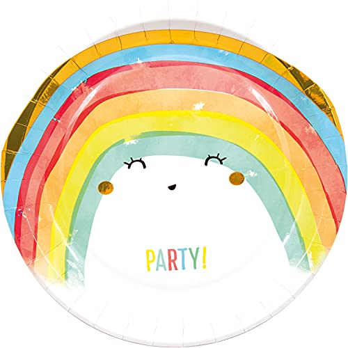 Procos 93561 - Party-Teller Regenbogen, Größe 23 cm, 8 Stück, Einwegteller aus Papier, Kindergeburtstag, Party-Geschirr, FSC® Mix von Procos