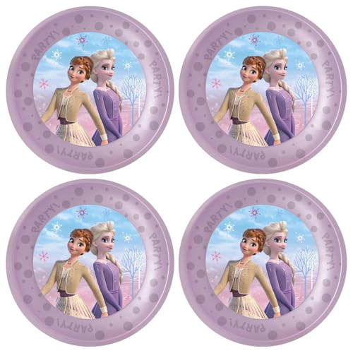 Procos - Teller Frozen II Wind Spirit, Kunststoff, 4 Stück, wiederverwendbar, Partygeschirr für Geburtstag oder Mottoparty, Anna und Elsa Procos - Teller Frozen II Wind Spirit, Kunststoff, 4 Stück, wiederverwendbar, Partygeschirr für Geburtstag oder Mottoparty, Anna und Elsa von Procos