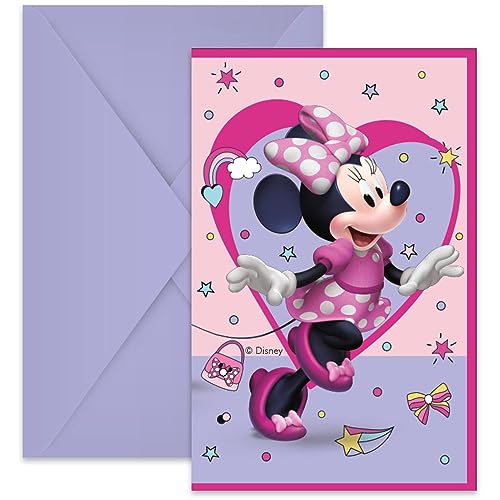 Procos Folat 93942P Einladungskarten FSC Minnie Mouse-6 Stück, Mehrfarben von Procos