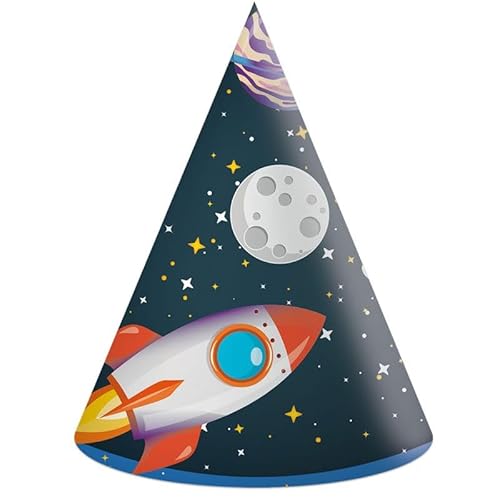 Procos - Partyhüte Astronaut Rocket Space aus FSC-Papier, 6 Stück, mehrfarbig, PR93738 von Procos