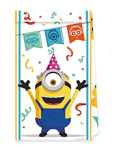 Procos Minions-Geschenktüten für Kindergeburtstag 4 Stück bunt 22 cm von Procos