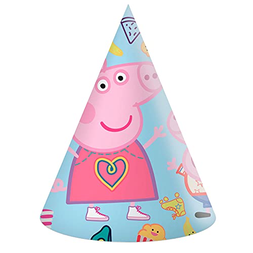 Procos - Partyhüte Peppa Wutz Messy Play aus Papier, 6 Stück, mehrfarbig, PR91996 von Procos