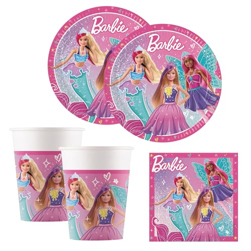 Procos - Party Set Barbie Fantasy, mehrteiliges Dekoset für Kindergeburtstag und Sommerfest, Tischdeko, Geburtstagsdeko von Procos