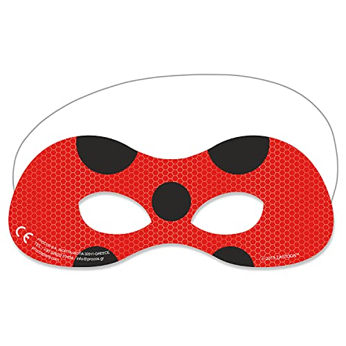 Procos 91352 - Gesichtsmaske Miraculous Ladybug, 6 Stück, Kindergeburtstag von Procos