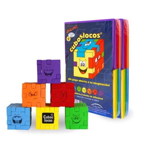 CubosLocos von Evaland Packung mit 12 Puzzles 3D-Puzzlespiel, fördert die Phantasie, entwickelt Intelligenz, verhindert Alzheimer, zwölf verrückte Würfel mit 6 Stufen, alle Altersgruppen von Producmar