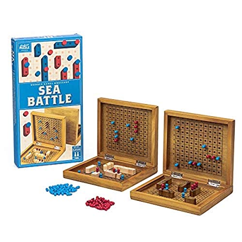 Puzzle Professor Sea Battle - Eine hölzerne Variante des traditionellen 2-Brett-Spiels, versenke Deine Dreadnought-Gegner - Sea Battle - Englisch von Professor PUZZLE