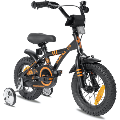 PROMETHEUS BICYCLES® Kinderfahrrad 12 in Schwarz Matt & Orange ab 3 Jahre mit Stützräder von Prometheus Bicycles