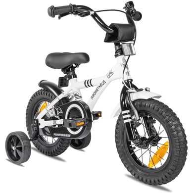 PROMETHEUS BICYCLES® Kinderfahrrad 12 mit Stützräder, weiß-schwarz von Prometheus Bicycles