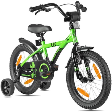 PROMETHEUS BICYCLES® Kinderfahrrad 16 mit Stützräder, grün-schwarz von Prometheus Bicycles