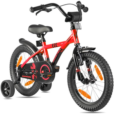 PROMETHEUS BICYCLES® Kinderfahrrad 16 mit Stützräder, rot-schwarz von Prometheus Bicycles