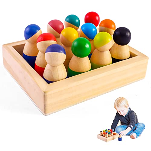 Promise Babe Regenbogen Figur Holzspielzeug Klein Kinder Montessori Spielzeug Holzspielzeug Pädagogisches Lernspielzeug Sortierspiel Weihnachten Geburtstag Geschenk ab 3 Jahre von Promise Babe