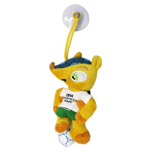 Promo-Dis Fuleco - mit Saugnapf, 13 cm, Ball unterm Fuss, Plüschmaskottchen der Fussball Weltmeisterschaft 2014 in Brasilien von Promo-Dis