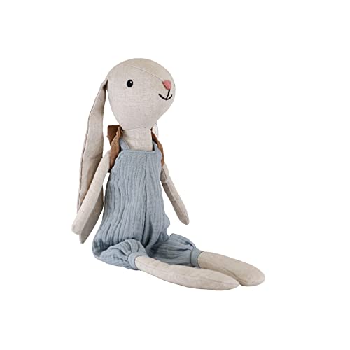 Mealini Stoffpuppe HASE Hugo 40 cm, Kuscheltier aus Leinen mit Schlappohren und Rucksack von Mealini