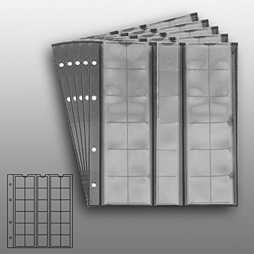 5 numismatische Prophila Münzhüllen, je 30 Fächer bis 25 mm Ø, mit 5 schwarzen Karton-Zwischenblättern von Prophila Collection