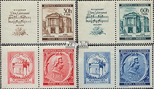 Prophila Collection Böhmen und Mähren WZd28,WZd32,WZd36,WZd40 (79-82 mit Zierfeld) postfrisch ** MNH 1941 W.A. Mozart (Briefmarken für Sammler) Musik/Tanz von Prophila Collection