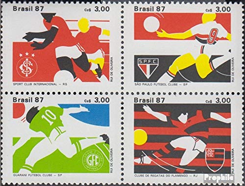 Prophila Collection Brasilien 2224-2227 Viererblock (kompl.Ausg.) postfrisch ** MNH 1987 Gewinner Goldpokal Fußball (Briefmarken für Sammler) Fußball von Prophila Collection