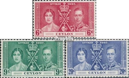 Prophila Collection Ceylon 227-229 (kompl.Ausg.) Jahrgang 1937 komplett postfrisch ** MNH 1937 Krönung (Briefmarken für Sammler) Britisches Königshaus (Diana, Charles, Elisabeth ..) von Prophila Collection