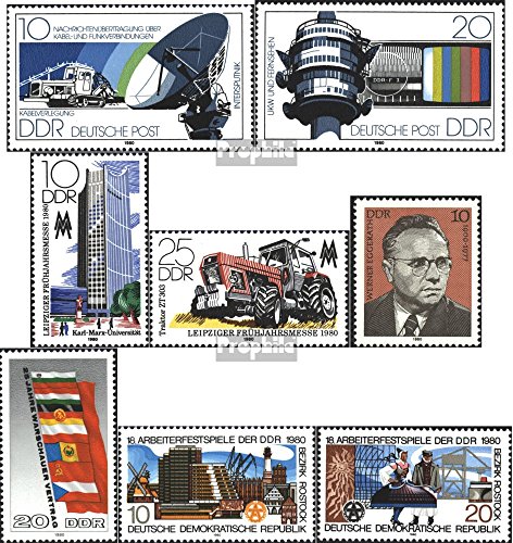 Prophila Collection DDR 2490-2491,2498-2499,2500, 2507,2514-2515 (kompl.Ausg.) postfrisch ** MNH 1980 Nachrichten, Messe, Eggerath, u.a. (Briefmarken für Sammler) Autos/Straßenverkehr von Prophila Collection