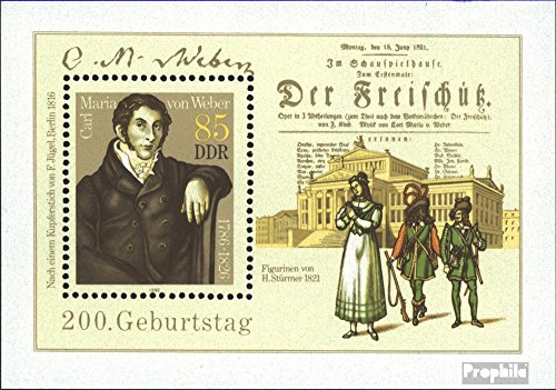 Prophila Collection DDR Block86 (kompl.Ausgabe) Ersttagssonderstempel gestempelt 1986 Carl Maria von Weber (Briefmarken für Sammler) Musik/Tanz von Prophila Collection