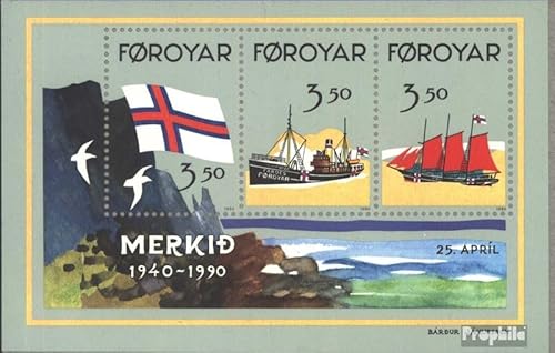 Prophila Collection Dänemark - Färöer Block4 (kompl.Ausg.) FDC Ersttagsbrief 1990 50 J. Flagge d. Färöer (Briefmarken für Sammler) Seefahrt/Schiffe von Prophila Collection