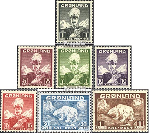 Prophila Collection Dänemark - Grönland 1-7 (kompl.Ausg.) Jahrgang 1938 komplett postfrisch ** MNH 1938 König Christian X. (Briefmarken für Sammler) Sonstige Säugetiere (Affen/Dinos/Elephanten …) von Prophila Collection