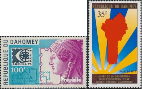 Prophila Collection Dahomey 628,629 (kompl.Ausg.) postfrisch ** MNH 1975 Briefmarkenausstellung, Landkarte (Briefmarken für Sammler) Flaggen/Wappen/Landkarten von Prophila Collection