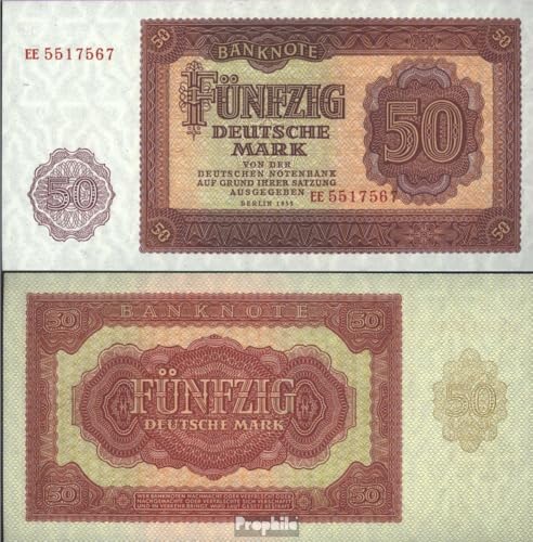 Prophila Collection Geldschein DDR Rosenbg: 352a, KN 7stellig, Davor Zwei Buchstaben bankfrisch 1955 50 Deutsche Mark (Banknoten für Sammler - kein Zahlungsmittel) von Prophila Collection