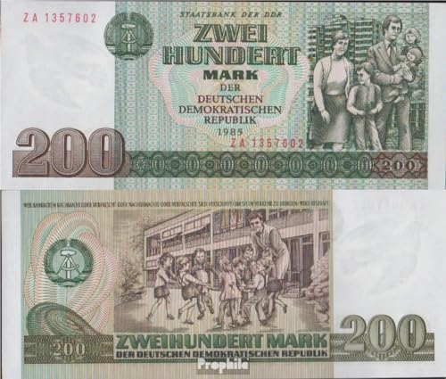 Prophila Collection Geldschein DDR Rosenbg: 364b, Computersatz, Austauschnote, Nicht ausgegeben bankfrisch 1985 200 Mark (Banknoten für Sammler - kein Zahlungsmittel) von Prophila Collection