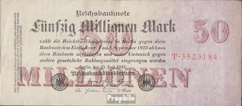 Prophila Collection Geldschein Deutsches Reich Rosenbg: 97a, Reichsdruckerei gebraucht (III) 1923 50 Millionen Mark (Banknoten für Sammler - kein Zahlungsmittel) von Prophila Collection