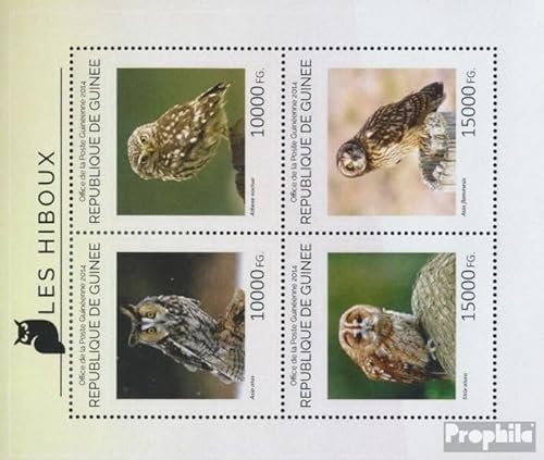 Prophila Collection Guinea 10572-10575 Kleinbogen (kompl. Ausgabe) postfrisch ** MNH 2014 Eulen (Briefmarken für Sammler) Vögel von Prophila Collection