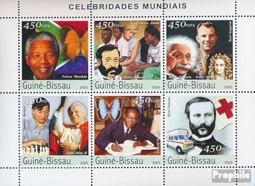 Prophila Collection Guinea-Bissau 2421-2426 Kleinbogen (kompl. Ausgabe) postfrisch ** MNH 2003 Prominente (Briefmarken für Sammler) Schach von Prophila Collection