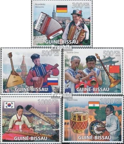 Prophila Collection Guinea-Bissau 4373-4377 (kompl. Ausgabe) postfrisch ** MNH 2009 Musikinstrumente (Briefmarken für Sammler) Musik/Tanz von Prophila Collection