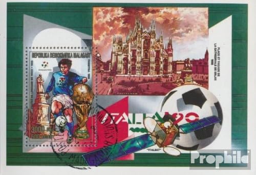 Prophila Collection Madagaskar Block117A (kompl.Ausg.) gestempelt 1989 Fußball-WM 1990 in Italien (Briefmarken für Sammler) Fußball von Prophila Collection