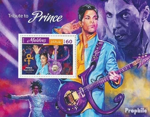 Prophila Collection Malediven Block 967 (kompl. Ausg.) postfrisch ** MNH 2016 Hommage an Prince (Briefmarken für Sammler) Musik/Tanz von Prophila Collection