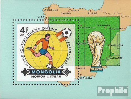 Prophila Collection Mongolei Block85 (kompl.Ausg.) postfrisch ** MNH 1982 Fußball-WM 1982 in Spanien (Briefmarken für Sammler) Fußball von Prophila Collection