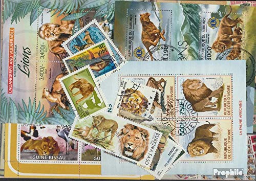 Prophila Collection Motive 25 Verschiedene Löwen Marken (Briefmarken für Sammler) Katzen/Raubkatzen (Löwen/Tiger/Leoparden ...) von Prophila Collection