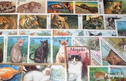 Prophila Collection Motive 50 Verschiedene Katzen Marken (Briefmarken für Sammler) Katzen/Raubkatzen (Löwen/Tiger/Leoparden ...) von Prophila Collection