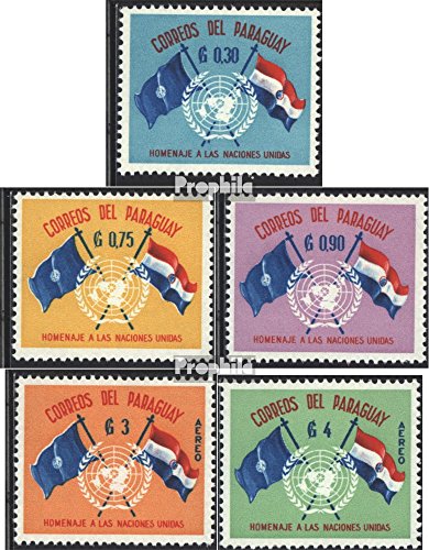 Prophila Collection Paraguay 864-868 (kompl.Ausg.) postfrisch ** MNH 1960 15 Jahre Vereinte Nationen (Briefmarken für Sammler) Flaggen/Wappen/Landkarten von Prophila Collection