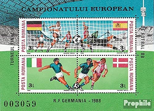 Prophila Collection Rumänien Block241 (kompl.Ausg.) postfrisch ** MNH 1988 Fußball EM 88 Deutschland (Briefmarken für Sammler) Fußball von Prophila Collection