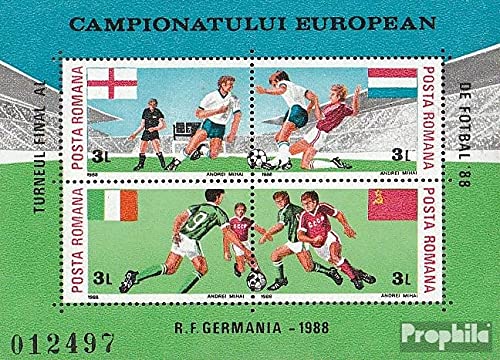 Prophila Collection Rumänien Block242 (kompl.Ausg.) postfrisch ** MNH 1988 Fußball EM 88 Deutschland (Briefmarken für Sammler) Fußball von Prophila Collection