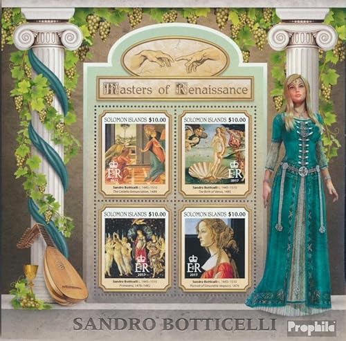 Prophila Collection Salomoninseln 4325-4328 Kleinbogen (kompl. Ausg.) postfrisch ** MNH 2017 Sandro Botticelli (Briefmarken für Sammler) Musik/Tanz von Prophila Collection