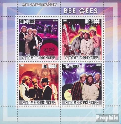 Prophila Collection Sao Tome e Principe 3287-3290 Kleinbogen (kompl. Ausgabe) postfrisch ** MNH 2008 Bee Gees - Musikstars (Briefmarken für Sammler) Musik/Tanz von Prophila Collection