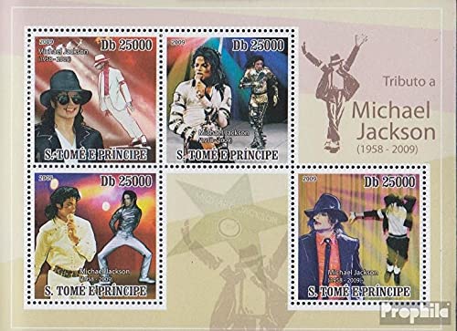 Prophila Collection Sao Tome e Principe 4165-4168 Kleinbogen (kompl.Ausg.) postfrisch ** MNH 2009 Tod von Michael Jackson (Briefmarken für Sammler) Musik/Tanz von Prophila Collection